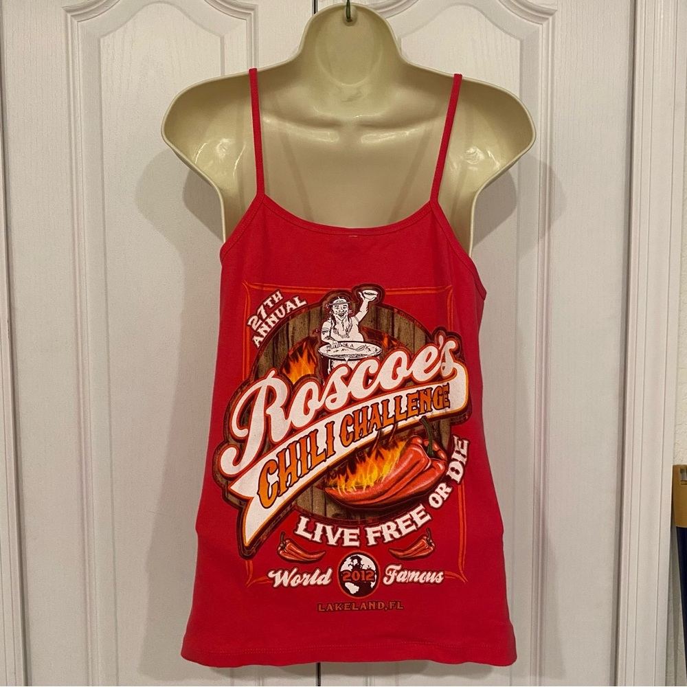 Pink ROSCOE’s chili Challenge Women's Tank Top Sz L